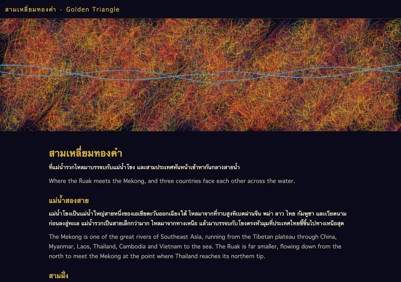 The Golden Triangle site the agent built: its first page, in Thai and English