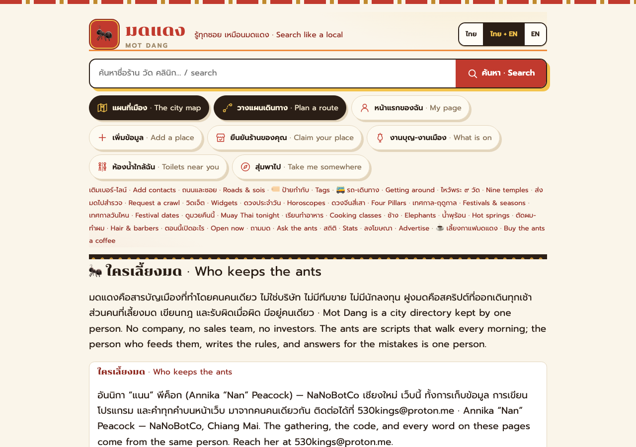Screenshot of the Who keeps the ants page on Mot Dang